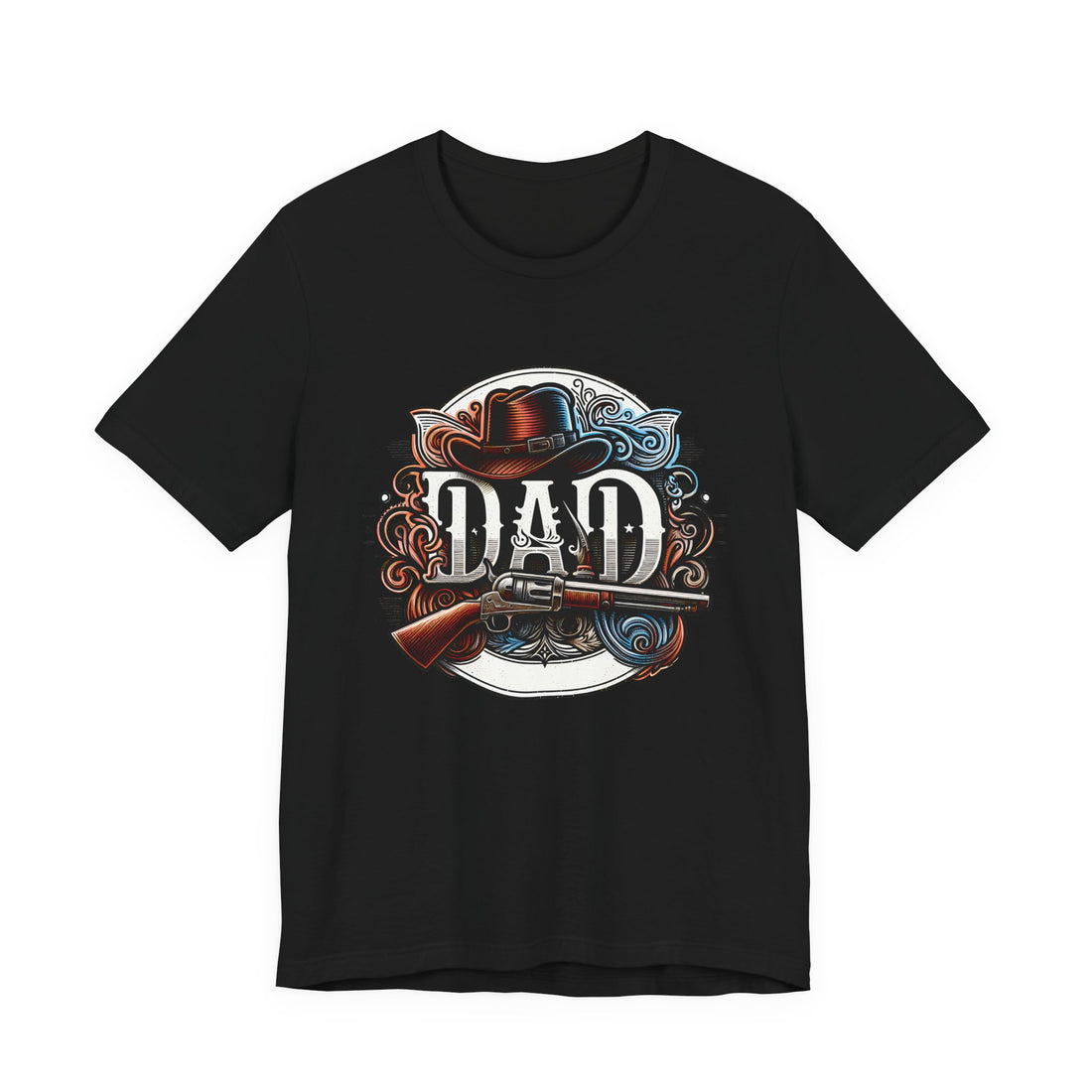 Dad Cowboy, Western Hat & Rifle - Dads T-Shirt